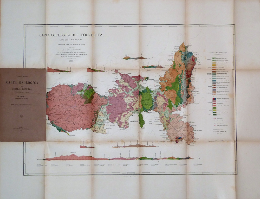 Carta Geologica DellIsola DElba Roma Tip Nazionale 1884 1886